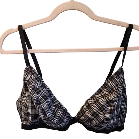 Savage X Fenty Other - Savage X Fenty Bra Large Black White Plaid Bralette Wireless NEW